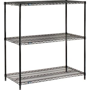 nexel black epoxy, 3 tier, wire shelving starter unit, 30"w x 18"d x 34"h