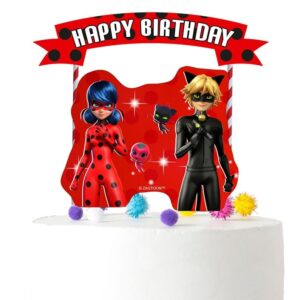 miraculous ladybug cake topper. cartoon miraculous ladybug party supplies for birthday theme party.