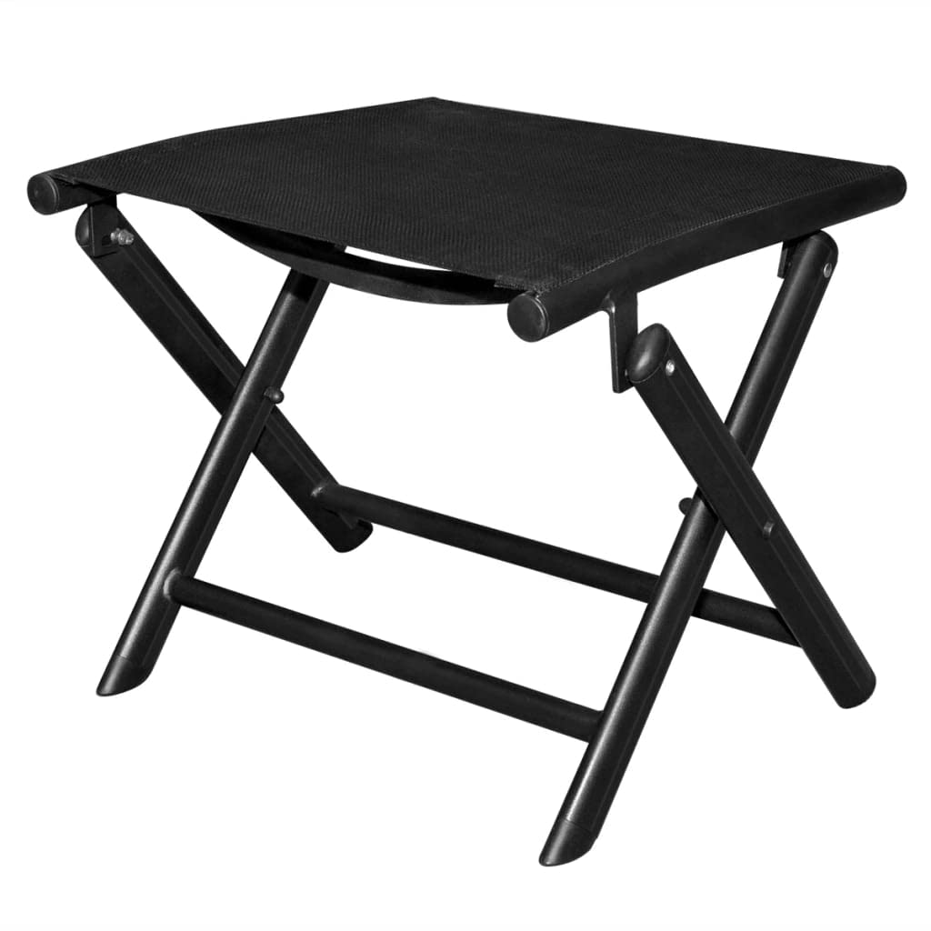 CUMYZO Folding Footstool Black Aluminum and Textilene 2.1kg/4.62lb