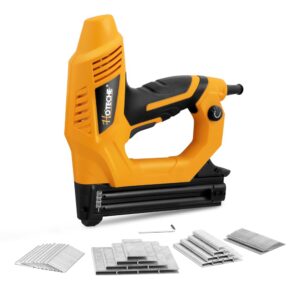 hoteche 18ga 2-in-1 electric brad nailer/stapler 19/32-inch to 1-1/4 inch staple gun power adjustable nail gun with 2000pcs brad nails& staples for home upholstery and woodworking