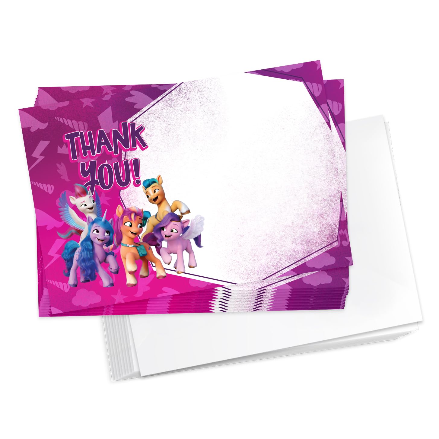 Desert Cactus My Little Pony Thank You Cards Happy Birthday Cards 10 Count With Envelopes Boys Girls Kids Party (Style B)