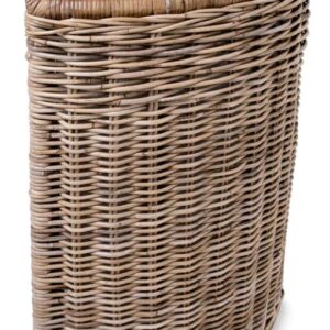 The Basket Lady Corner Wicker Laundry Hamper, 15 in L x 15 in W x 28 in H, Serene Grey…