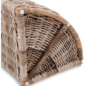 The Basket Lady Corner Wicker Laundry Hamper, 15 in L x 15 in W x 28 in H, Serene Grey…