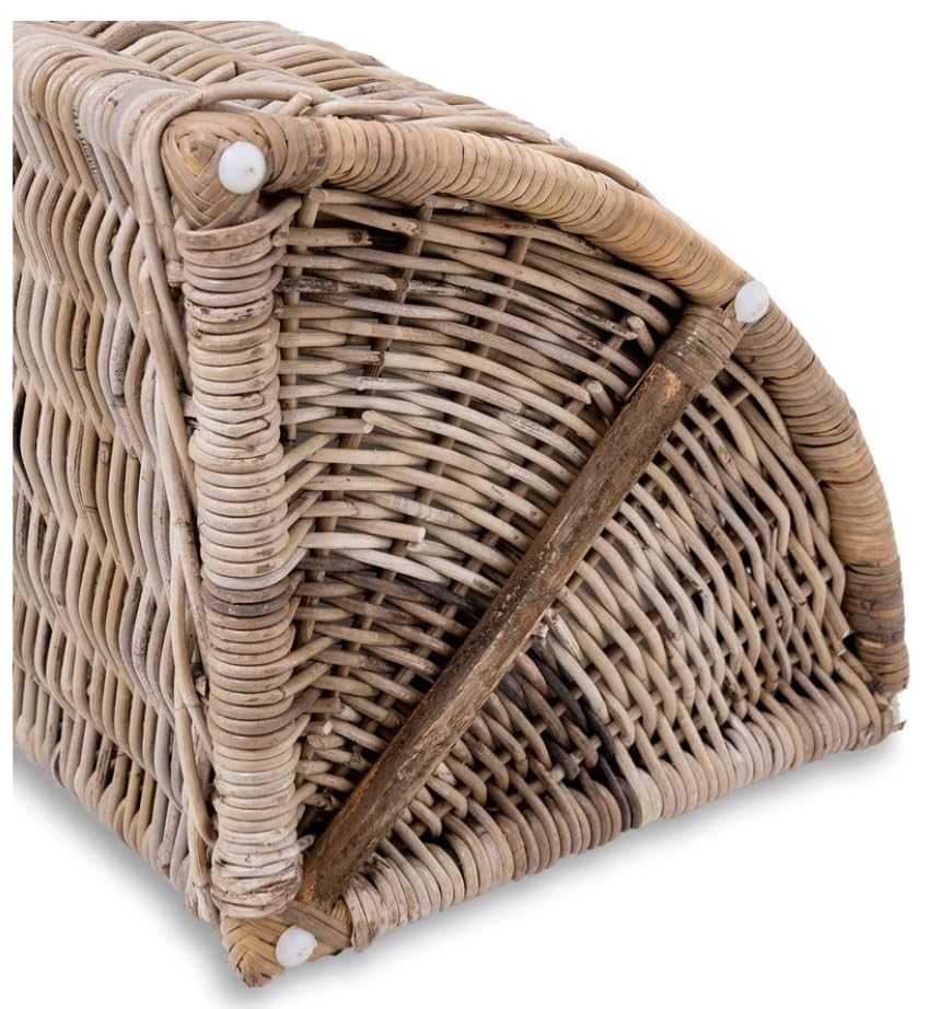 The Basket Lady Corner Wicker Laundry Hamper, 15 in L x 15 in W x 28 in H, Serene Grey…