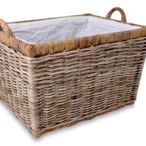 The Basket Lady Lift-Off Lid Wicker Storage Basket, Large, 24.5 in L x 18 in W x 17.5 in H, Serene Grey…