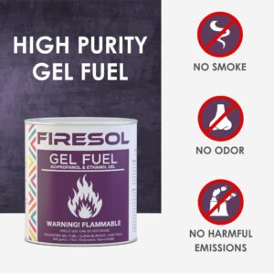 Firesol 6 pack Gel Fuel Cans for Fire Bowl, Fireplace, Gel Fire, Tabletop Fire Bowls, Warming, Indoor & Outdoor