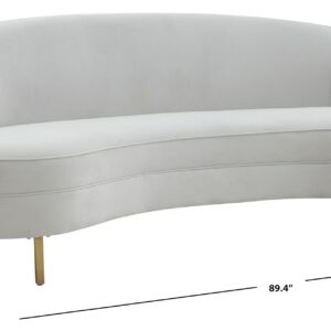 SAFAVIEH Couture Collection Primrose Light Grey Velvet/Gold Curved Sofa (Fully Assembled)