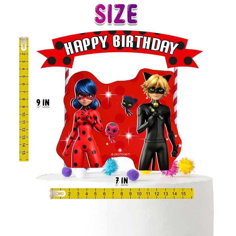 Miraculous Ladybug Cake Topper. Cartoon Miraculous Ladybug Party Supplies for Birthday Theme Party.