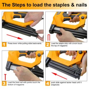 Hoteche 18GA 2-in-1 Electric Brad Nailer/Stapler 19/32-Inch to 1-1/4 Inch Staple Gun Power Adjustable Nail Gun with 2000Pcs Brad Nails& Staples for Home Upholstery and Woodworking