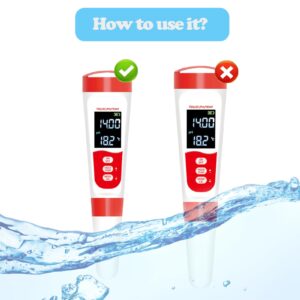 Suyaequt PH Meter, Digital 4 in 1 PH EC TDS Temp Meter for Water Hydroponics, 0.01 pH Accuracy Tester for Household Drinking, Pool and Aquarium