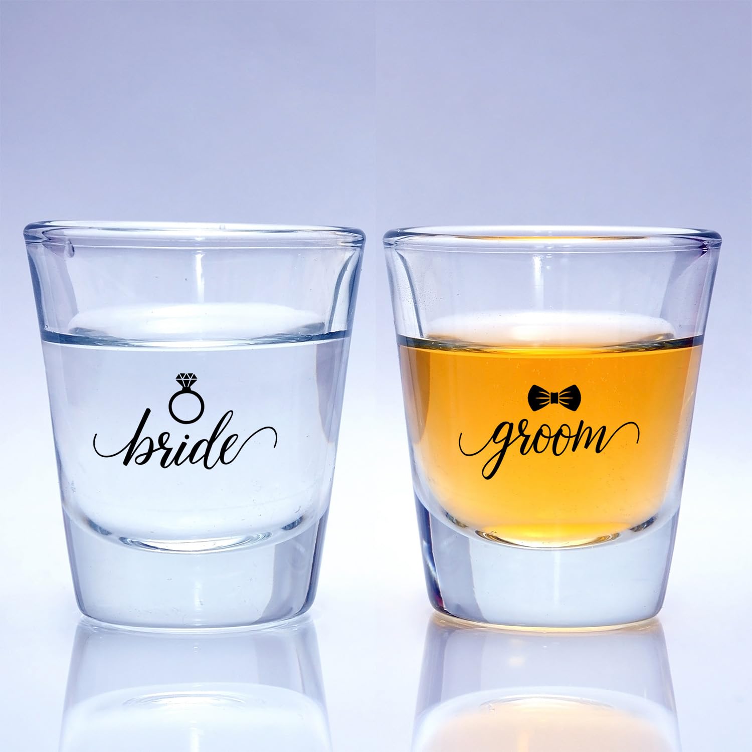 Canopy Street Bride And Groom Shot Glasses/Two Wedding Shot Glasses/Bachelorette Bachelor Party 1.5 Ounce Small Glass Set