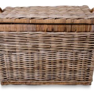 The Basket Lady Lift-Off Lid Wicker Storage Basket, Large, 24.5 in L x 18 in W x 17.5 in H, Serene Grey…