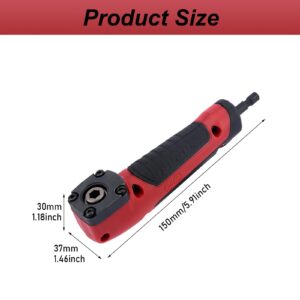 MJFUNTXY Right Angle Drill Attachment,90 Degree Drill Adapter Electric Screwdriver Repair Tool Right Angle Attachment Extension Screwdriver Socket Holder Drill Bit Corner Adapter (red)