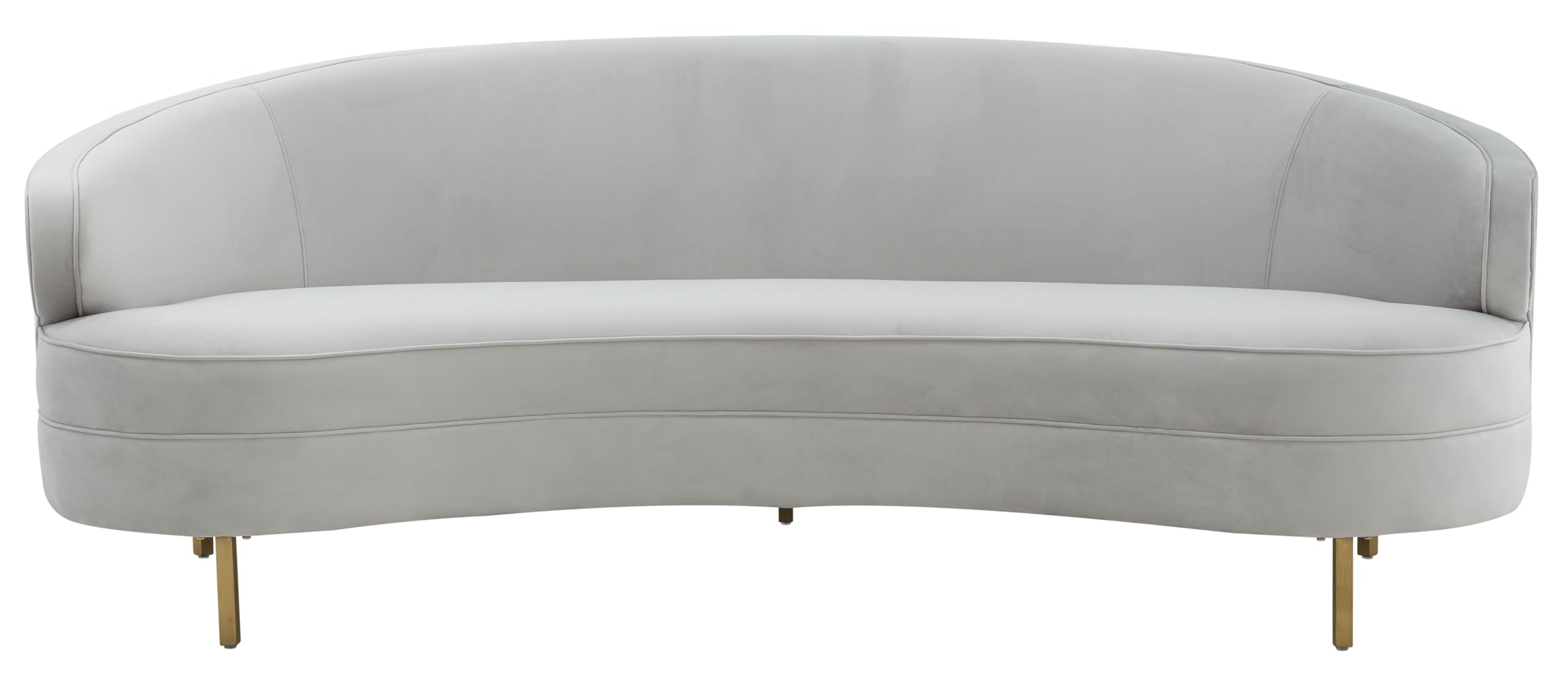 SAFAVIEH Couture Collection Primrose Light Grey Velvet/Gold Curved Sofa (Fully Assembled)