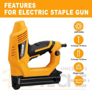 Hoteche 18GA 2-in-1 Electric Brad Nailer/Stapler 19/32-Inch to 1-1/4 Inch Staple Gun Power Adjustable Nail Gun with 2000Pcs Brad Nails& Staples for Home Upholstery and Woodworking