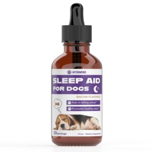 dog sleep aid | sleep aid for dogs | promotes healthy, restful sleep in dogs | melatonin for dogs | | dog calming | calming for dogs | dog melatonin | dog anxiety relief | 1 fl oz: bacon flavor