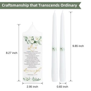 Extrogif 3 Unity Wedding Candles Set with Candle Holder for Ceremony Set, Glass Candlesticks and Pillar Taper Candles - Catholic Bible Religious Weddings Accessories