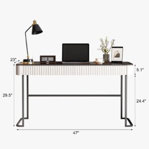 Lartis Home Office Desk, Make Up Vanity Desk, Computer Desk, Writing Desk, Intelligent Socket with USB Port compartmentalized Storage