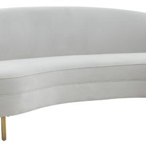 SAFAVIEH Couture Collection Primrose Light Grey Velvet/Gold Curved Sofa (Fully Assembled)