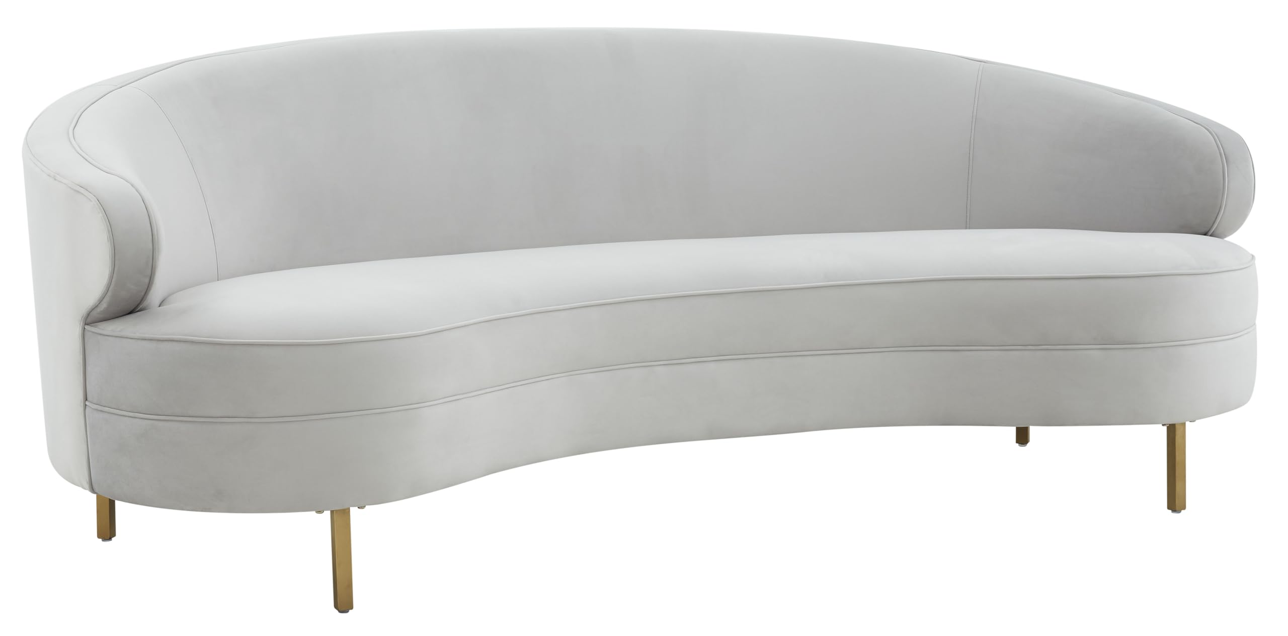 SAFAVIEH Couture Collection Primrose Light Grey Velvet/Gold Curved Sofa (Fully Assembled)