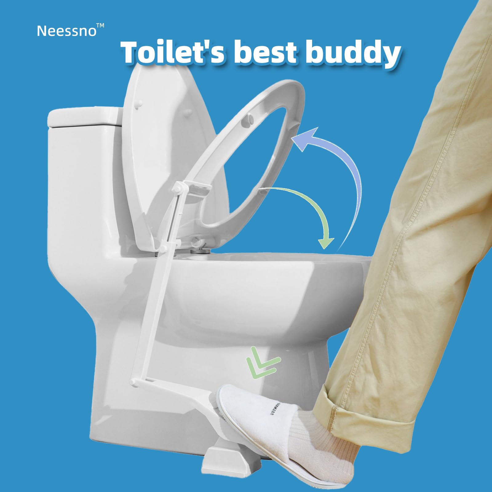 Neessno Toilet Seat Lifter Foot Pedal, Touch Free Toilet Seat Lift，Prevent Dirty Hands Easy Application, and Strong Double-Sided Waterproof Adhesive