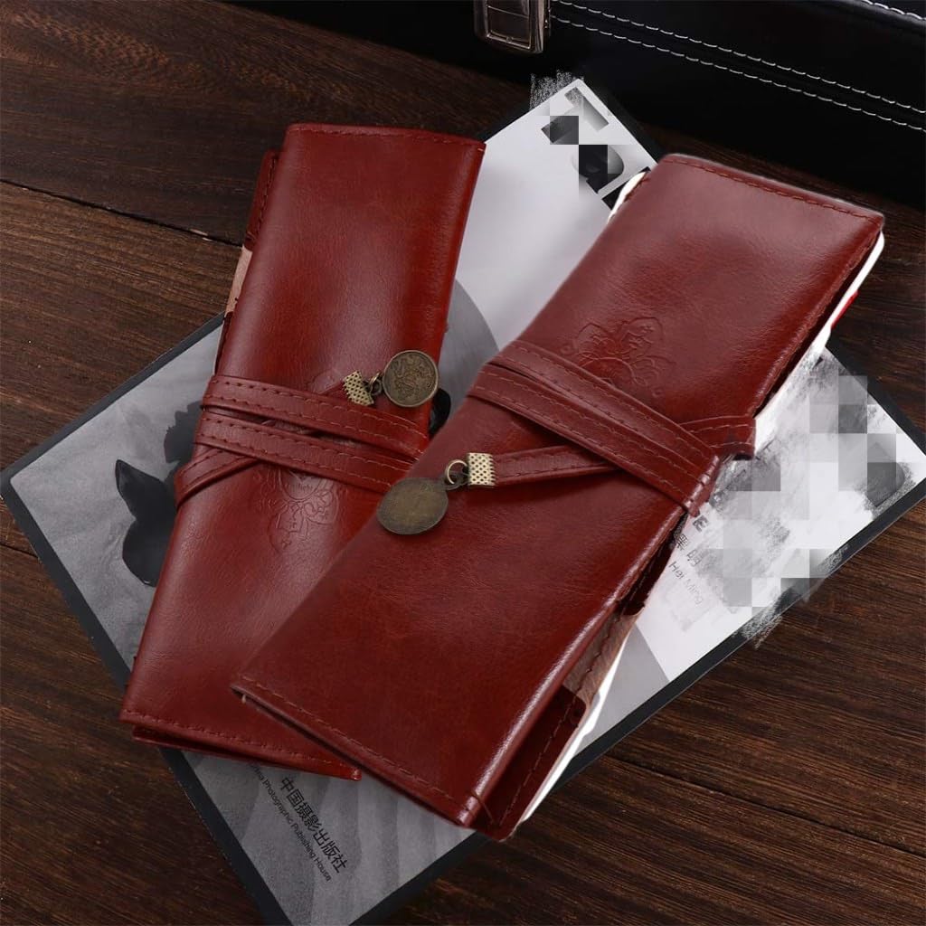 Leadigol Vintage Leather Pencil Roll Case Wrap Pen Pouch Roll Pen Bag Retro PU Leather Pencil Bags for Men Women