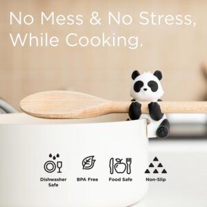 Silicone Panda Spoon and Utensil Holder - Cute Kitchen Gadget for Spoon Rest and Utensil Storage - Food Grade, BPA Free, Heat Resistant - Black and White Panda Design