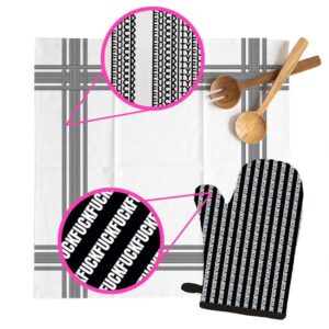 Twisted Wares Funny Kitchen Dish Towels with Sayings for Women, Fuc$ity Fu$k Stripe Illusion Flour Sack Dishtowels, 27 inch by 27 inch, 100% Cotton, Funny Gift for Adults