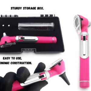 MEDCASE Radiance Otoscope - Ear Scope with LED Light and Speculum for Ear Examination and Diagnosis - Ideal for Professional use - Lifetime Warranty - Pink