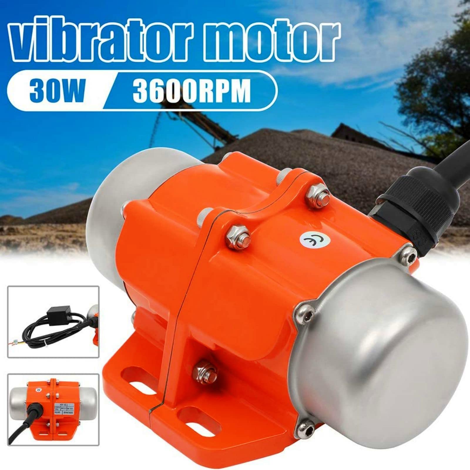 Concrete Vibrating Motor, 30W Concrete Vibrator Waterproof Vibrating Motor 110V 3600rpm Aluminum Alloy Case Mini Vibrating Motor Single Phase for Shaker Table