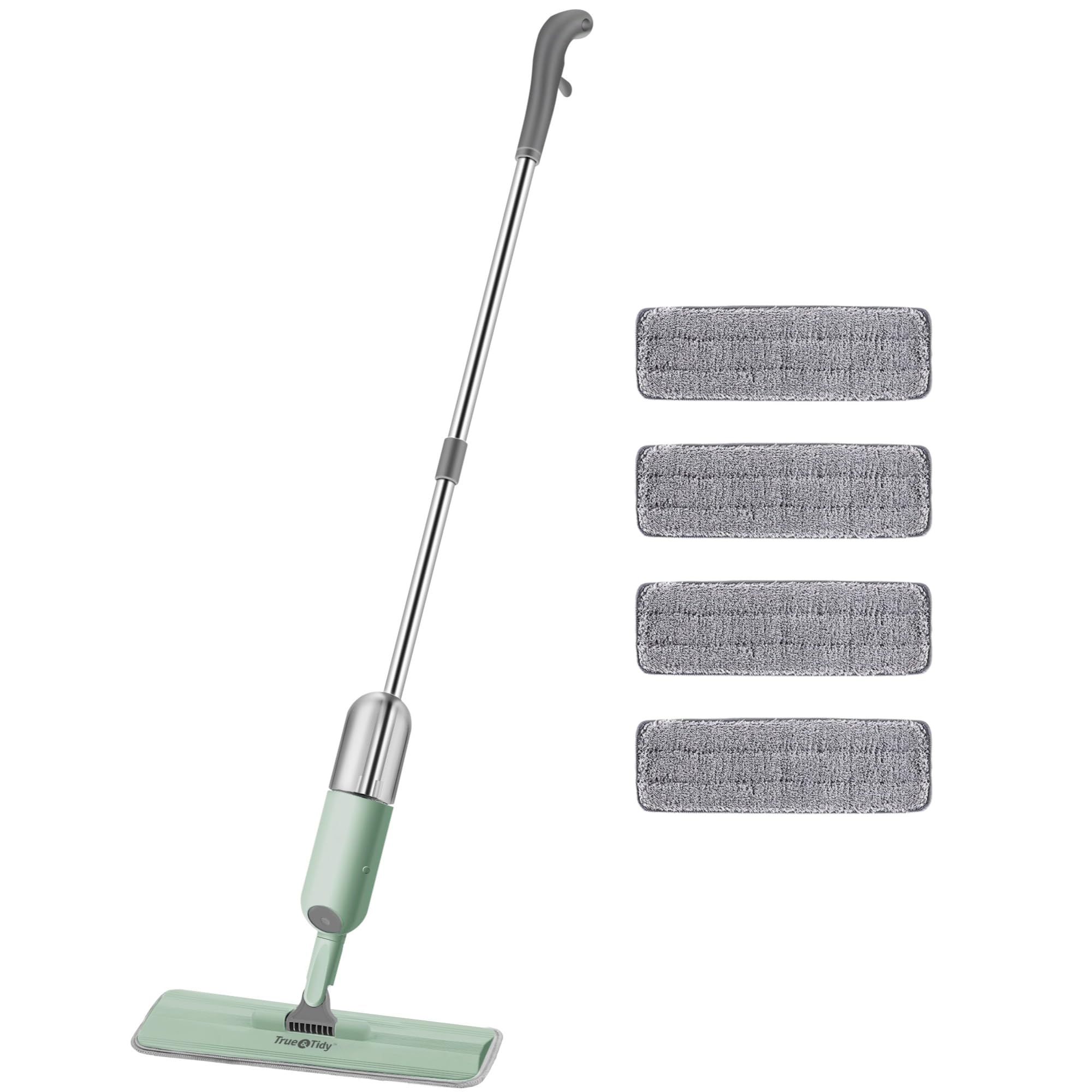 True & Tidy Spray Mop for Floor Cleaning Wet Spray Mop with 12 oz Refillable Bottle and 4 Washable Microfiber Pads Home or Commercial Use Dry Wet Flat Mop for Hardwood Laminate Wood Ceramic (Mint)