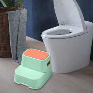 AMLESO Step Stool, 2 Step Stool, Sturdy Portable Toilet Stool, Bedside Step Stool, for Bedroom Kitchen Kitchen and Toilet Training Entryway, Green