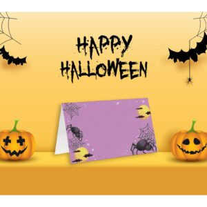 Halloween Table Place Card, 25-Piece Tent Style Cards Set, Special Paper Easy-to-Write and Foldable, Seating Cards for Halloween Party, Food Labels -H03