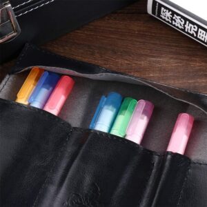 Leadigol Vintage Leather Pencil Roll Case Wrap Pen Pouch Roll Pen Bag Retro PU Leather Pencil Bags for Men Women