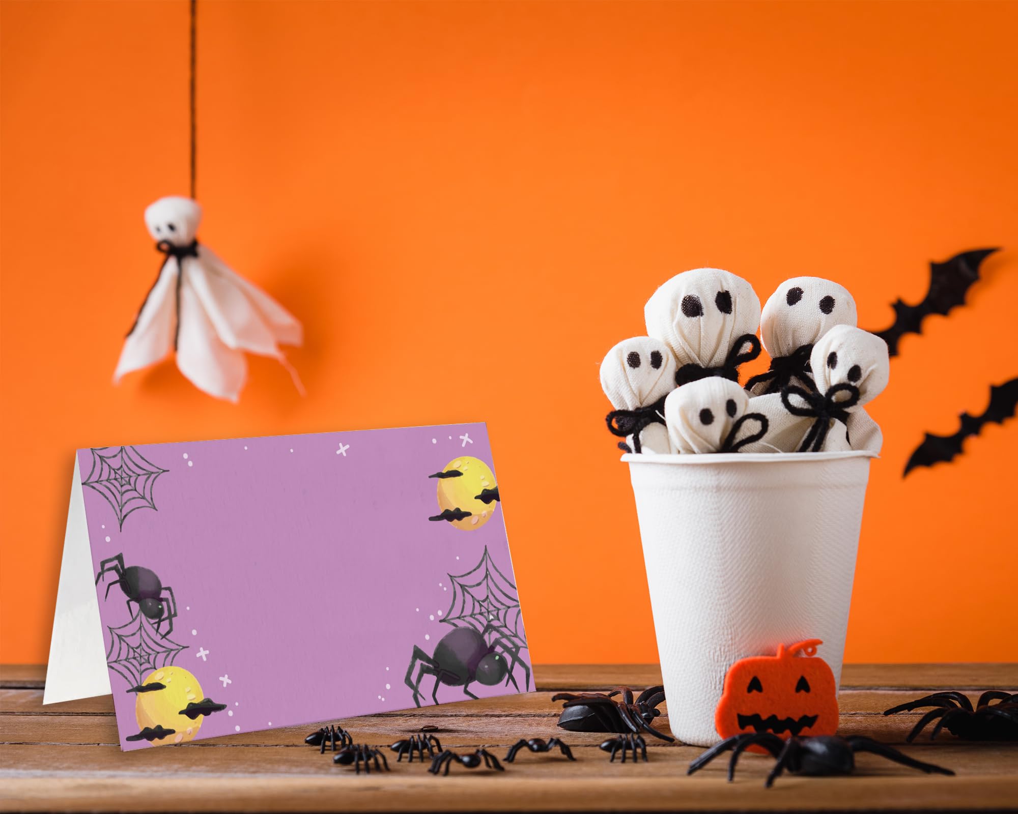 Halloween Table Place Card, 25-Piece Tent Style Cards Set, Special Paper Easy-to-Write and Foldable, Seating Cards for Halloween Party, Food Labels -H03