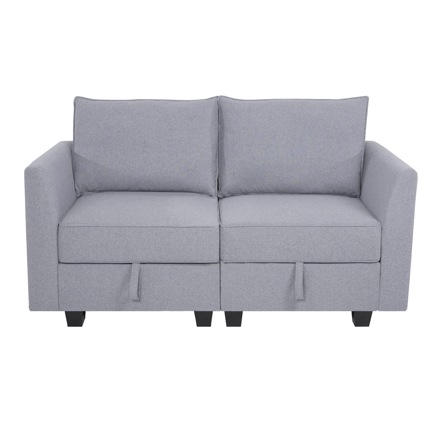 Naomi Home Modular Small Loveseat Sofa with Extendable Design & Soft Comfortable Seating – Linen Love Seat Sofa Bed Sleeper with Sturdy Wooden Frame, Gray