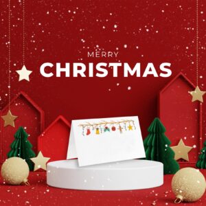 Christmas Table Place Card, 25-Piece Tent Style Cards Set, Special Paper Easy-to-Write and Foldable, Seating Cards for Christmas Party, Food Labels -C02