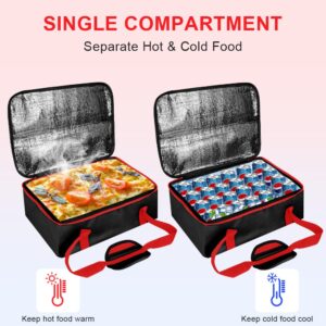 Bodaon Insulated Casserole Carrier for Hot or Cold Food, Fits 9"x13" and 11"x15" Baking Dish with Lid, Insulated Carriers for Transport, Travel Food Warmer Container Bags (Single Decker, Black-Red)