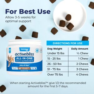 Vetnique Activebliss Dog Multivitamin - Daily Treat with Glucosamine, Omega 3, Digestive Enzymes & Probiotics for Joint, Digestive, & Immune Support - Vet Recommended Dog Vitamins for Optimal Health