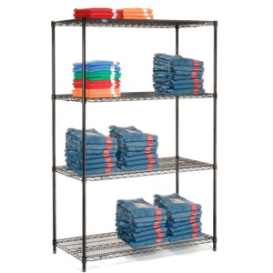 nexel black epoxy, 5 tier, wire shelving starter unit, 42"w x 14"d x 86"h