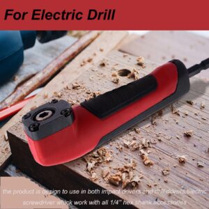 MJFUNTXY Right Angle Drill Attachment,90 Degree Drill Adapter Electric Screwdriver Repair Tool Right Angle Attachment Extension Screwdriver Socket Holder Drill Bit Corner Adapter (red)