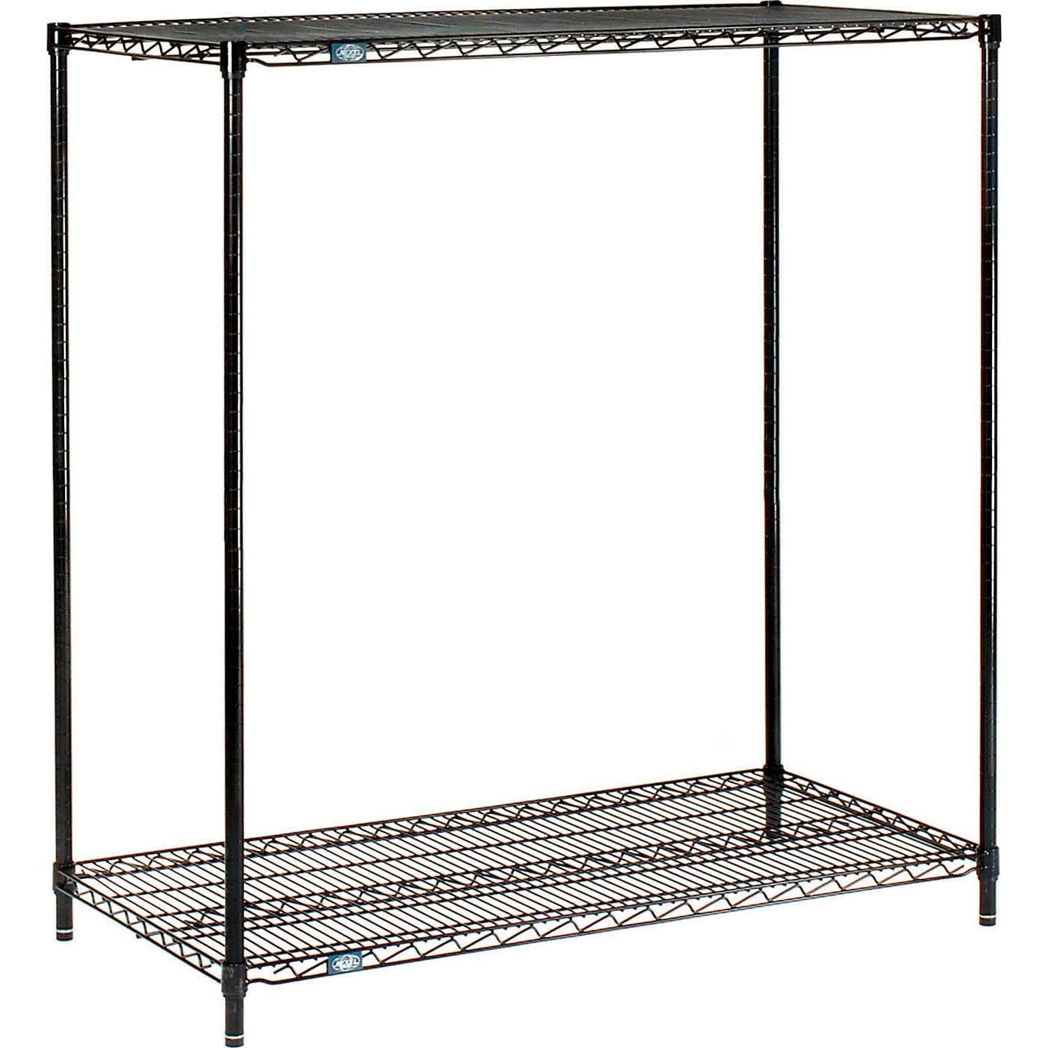 Nexel Black Epoxy, 2 Tier, Wire Shelving Starter Unit, 36"W x 24"D x 34"H