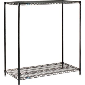 nexel black epoxy, 2 tier, wire shelving starter unit, 36"w x 24"d x 34"h