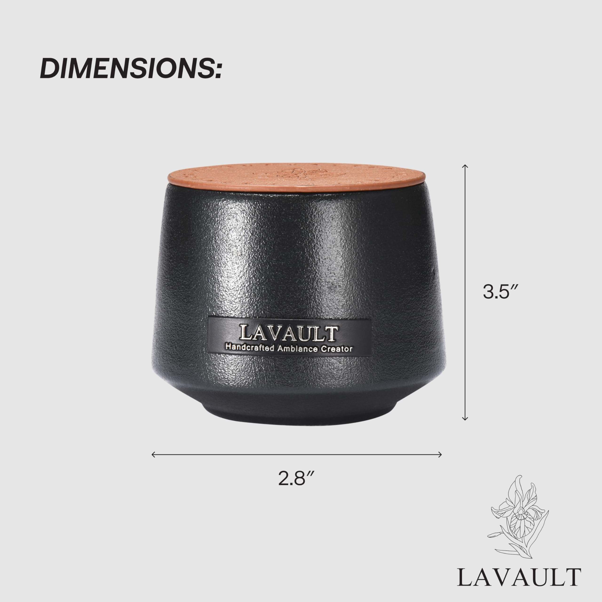 Lavault Stone Jar Candles - Long-Lasting Burn Time - Made from Natural Soy Wax and Essential Oils - Paraffin-Free - Ideal for Home or Office - Decorative Candles - Black Gift Candles - Floral Aroma