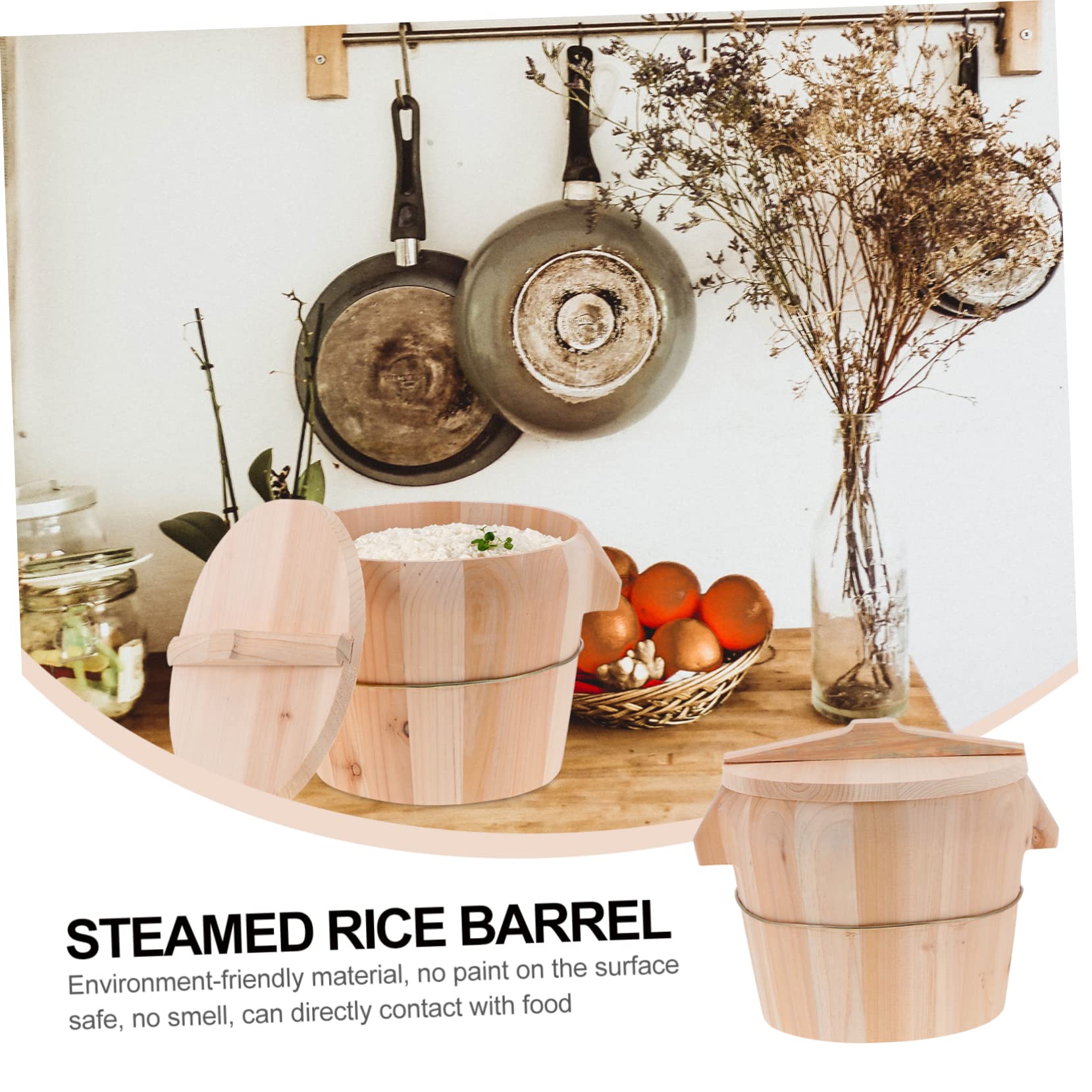 1set Rice Steamer Kitchen Gadget Wooden Bucket Rice Bucket for Kitchen Creative Steamed Bucket Rice Steamed Bucket Wooden Steamer Kitchen Steamer Kitchen Supply Rice Cooker