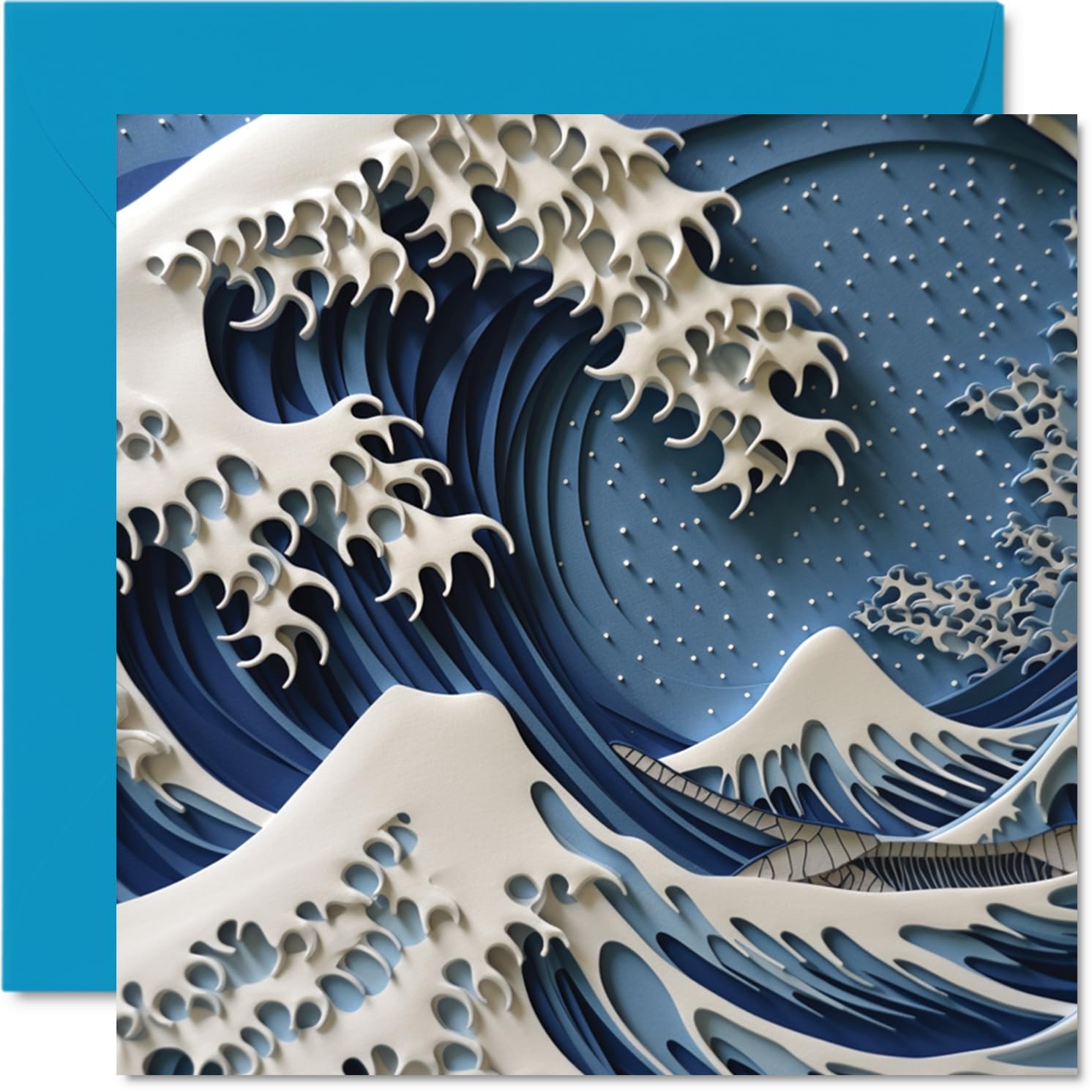 Birthday Cards for Women Men - The Great Wave off Kanagawa by Katsushika Hokusai - Classic Artwork Card for Mom Dad Papa Pops Brother Sister Son Daughter Grandma Grandpa, 5.7 Inch Greeting Cards