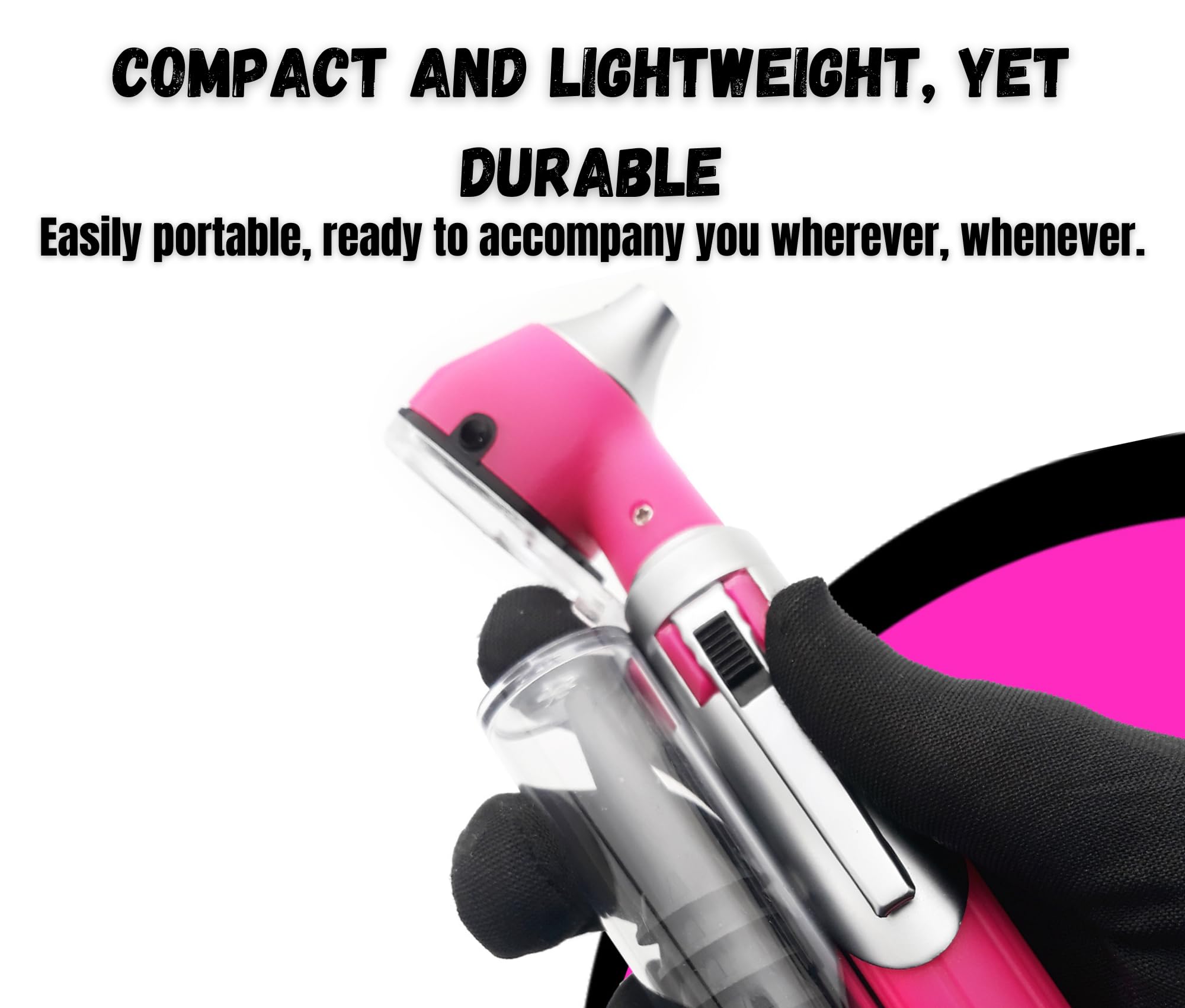 MEDCASE Radiance Otoscope - Ear Scope with LED Light and Speculum for Ear Examination and Diagnosis - Ideal for Professional use - Lifetime Warranty - Pink