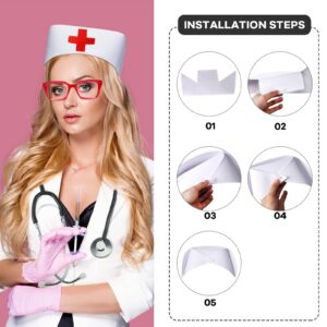 Halloween Costume Accessory,4Pcs Nurse Costume Set Sexy Halloween Cosplay Role Play Party Fancy Dress(Include Nurse Hat Headband and3pcs Accessories)