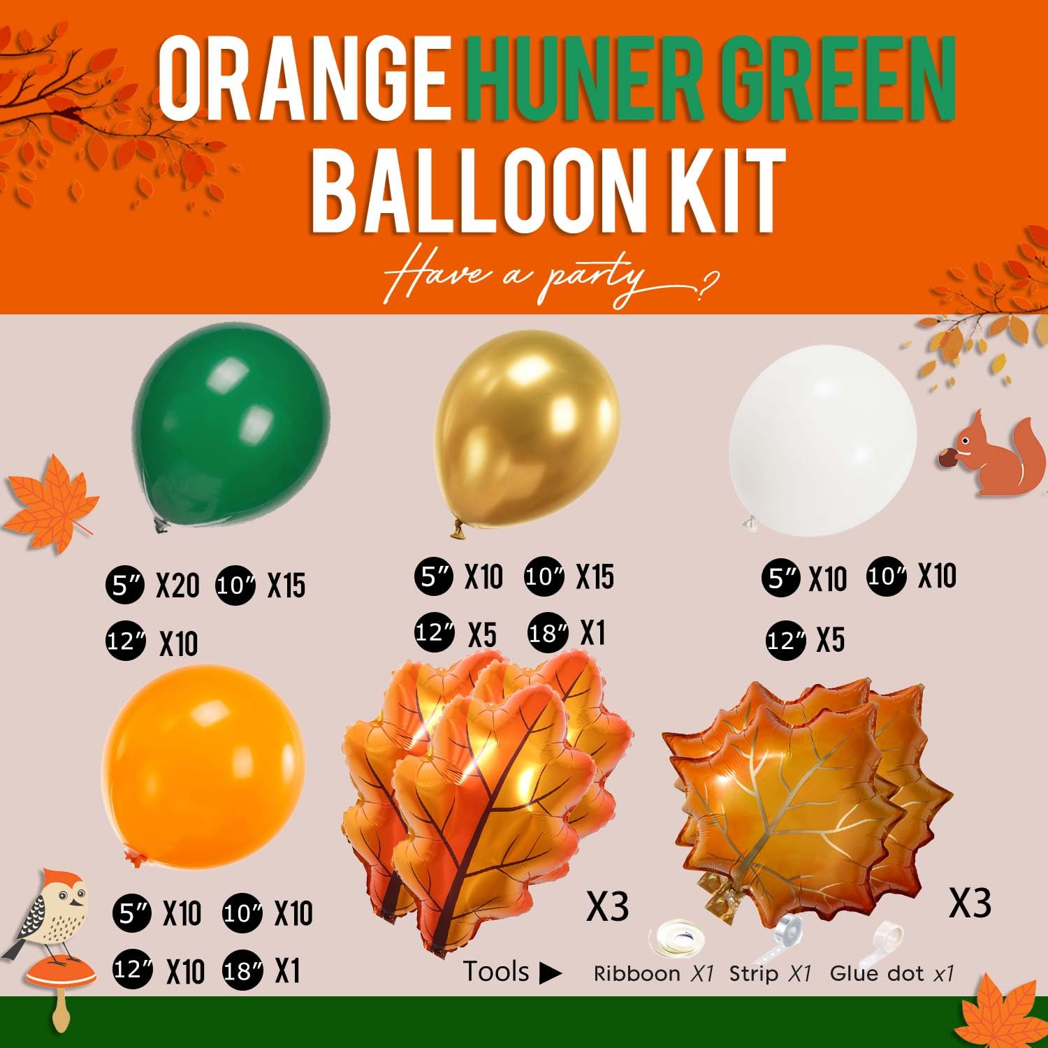 Fall friendsgiving balloon arch Orange and green Balloon Garland kit 132pcs Orange Gold Emerald hunter Green white balloons for Autumn Boho Baby Shower Bridal Shower thanksgiving decorations