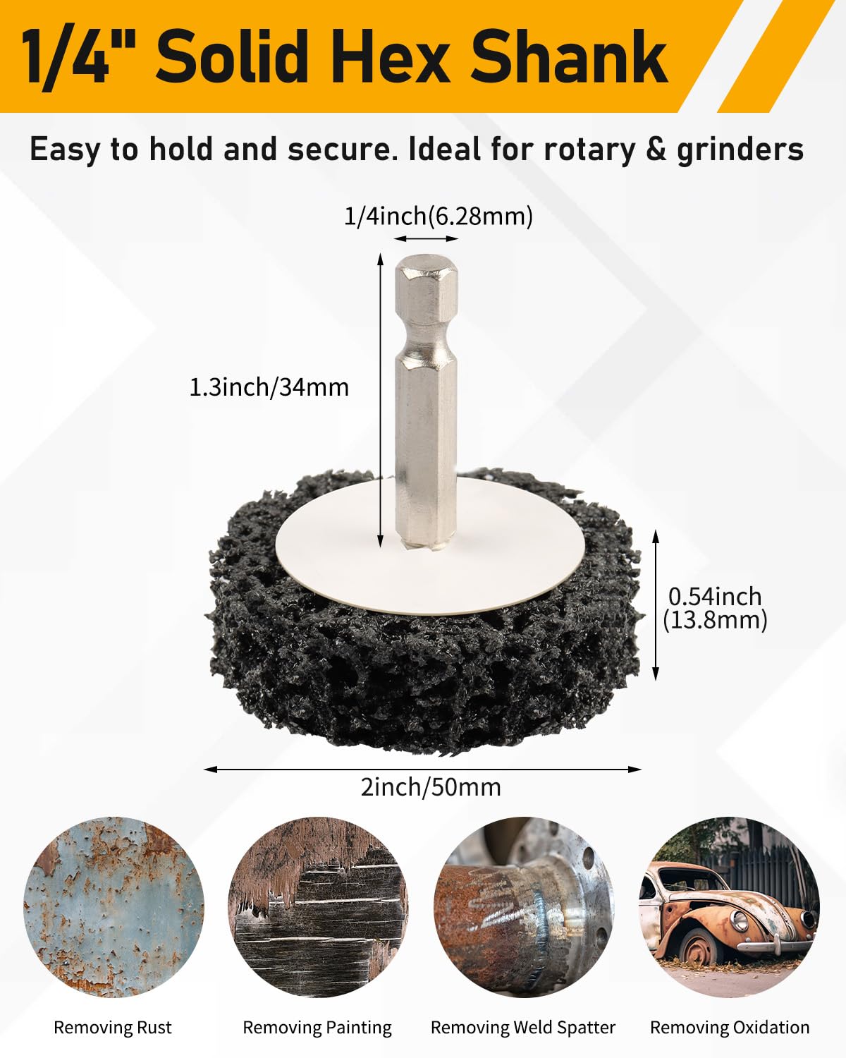 ZORUNNA 2" 4Pcs Quick Change Easy Strip Discs with 1/4" Hex Shank, Paint Stripper Wheel for Removing Paint, Cleans Welds Rust Removal.